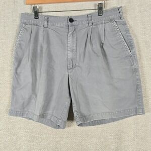 Natural Issue Mens Gray Pleated Chino Shorts 100% Cotton Size 34 Casual Relaxed